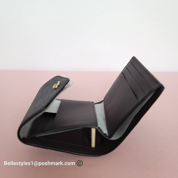 COACH Wyn Crossgrain Leather Small Leather Wallet- Black color - Picture 11 of 16